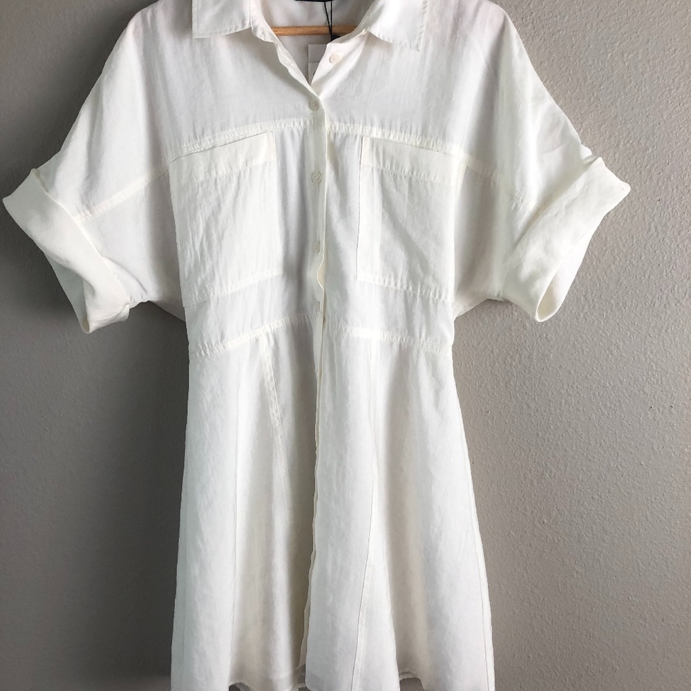 Zara White Button Down Mini Dress